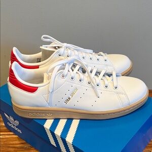 Adidas Stan Smith White and Red Sneakers
